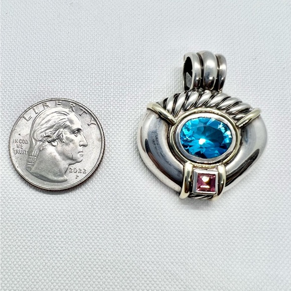 David Yurman Topaz and Tourmaline Enhancer Pendant - Picture 9 of 15